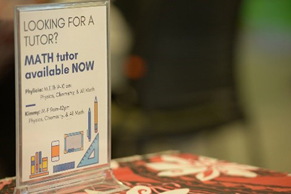 small table sign advertising math tutoring services