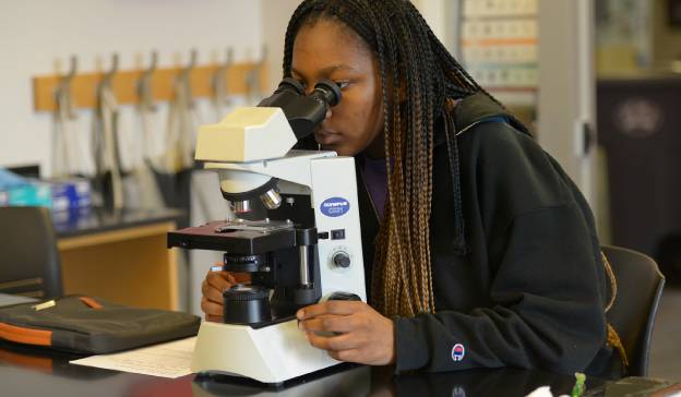 College student participating in a biology class.