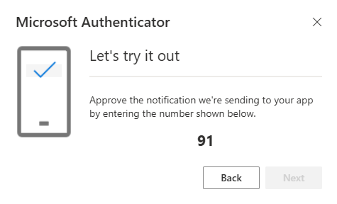 microsoft authenticator testing process screen