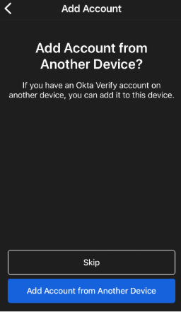 okta app add account from another device option