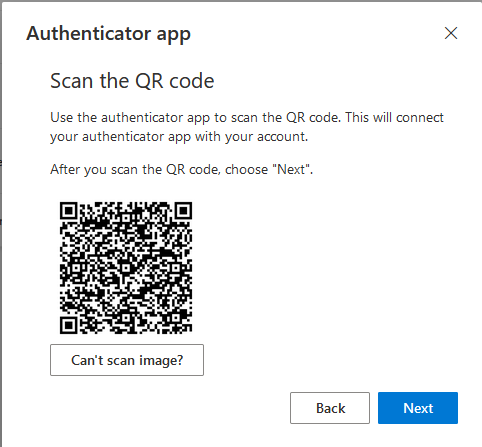 microsoft authentication qr code screen