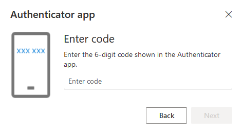 microsoft authenticator code entry screen