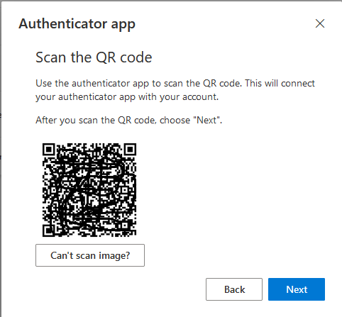 microsoft authentication qr code screen